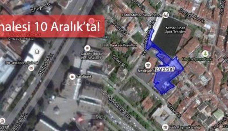 Fatih’te 130 Milyon TL’ye Satılık Arsa