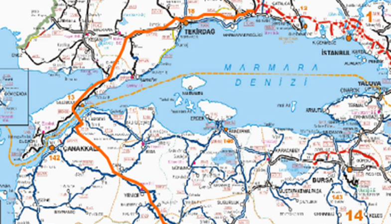 Çanakkale Otoyolu Güzergahı