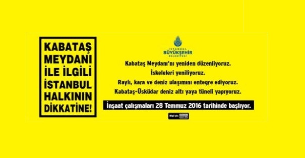 Kabataş Meydan Projesi 28 Temmuz'da Başlıyor