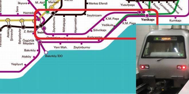 Yenikapı İncirli Metro Güzergahı